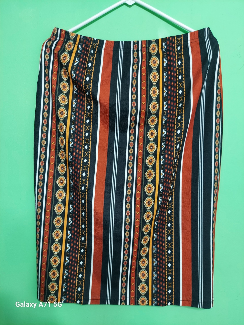 Boho Stripe Midi Skirt in Rust, Black & Gold